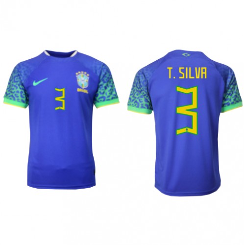 Pánský Fotbalový dres Brazílie Thiago Silva #3 MS 2022 Venkovní Krátký Rukáv
